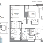 One Riverside 2 Bedroom, 2 Bathroom Floorplan