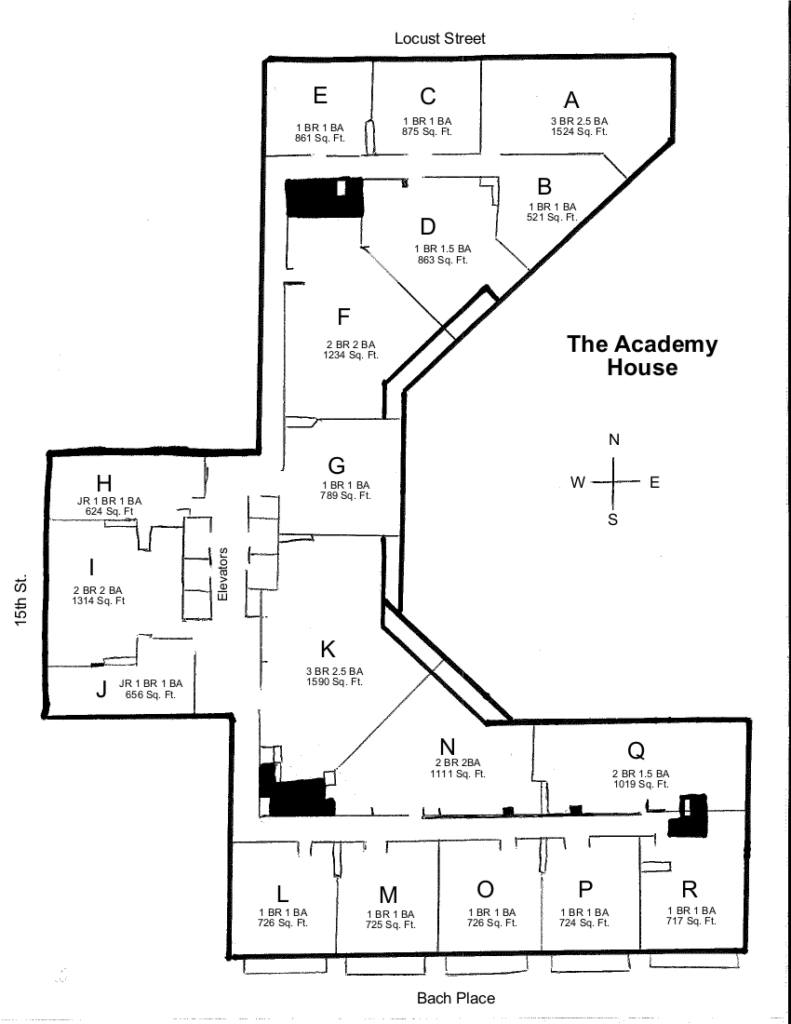The Building Layout of The Academy House Showing Unit Locations