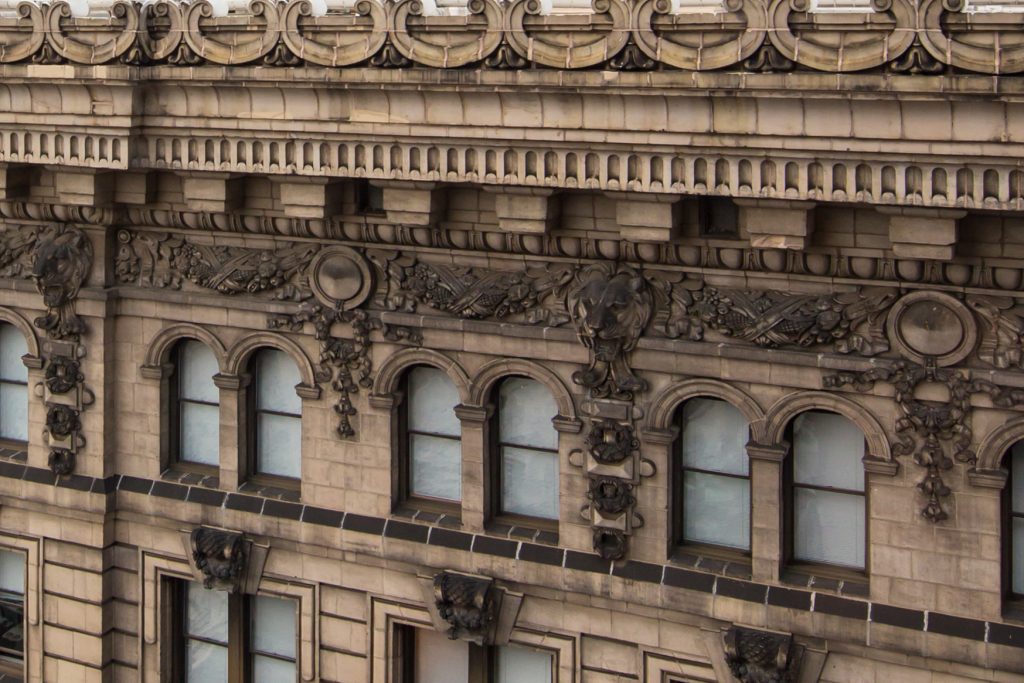 Architectural details of the high rise condos for sale at The Ellington located at 1500 Chestnut Street in Center City Philadelphia
