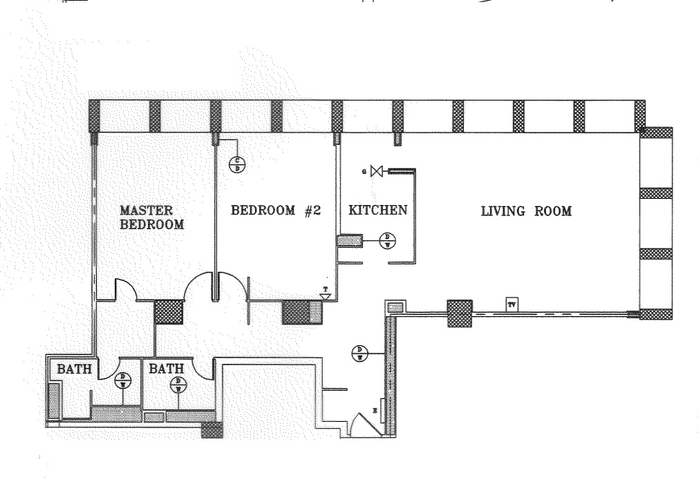 Society Hill Towers 2 Bedroom, 2 Bathroom Sample Floorplan