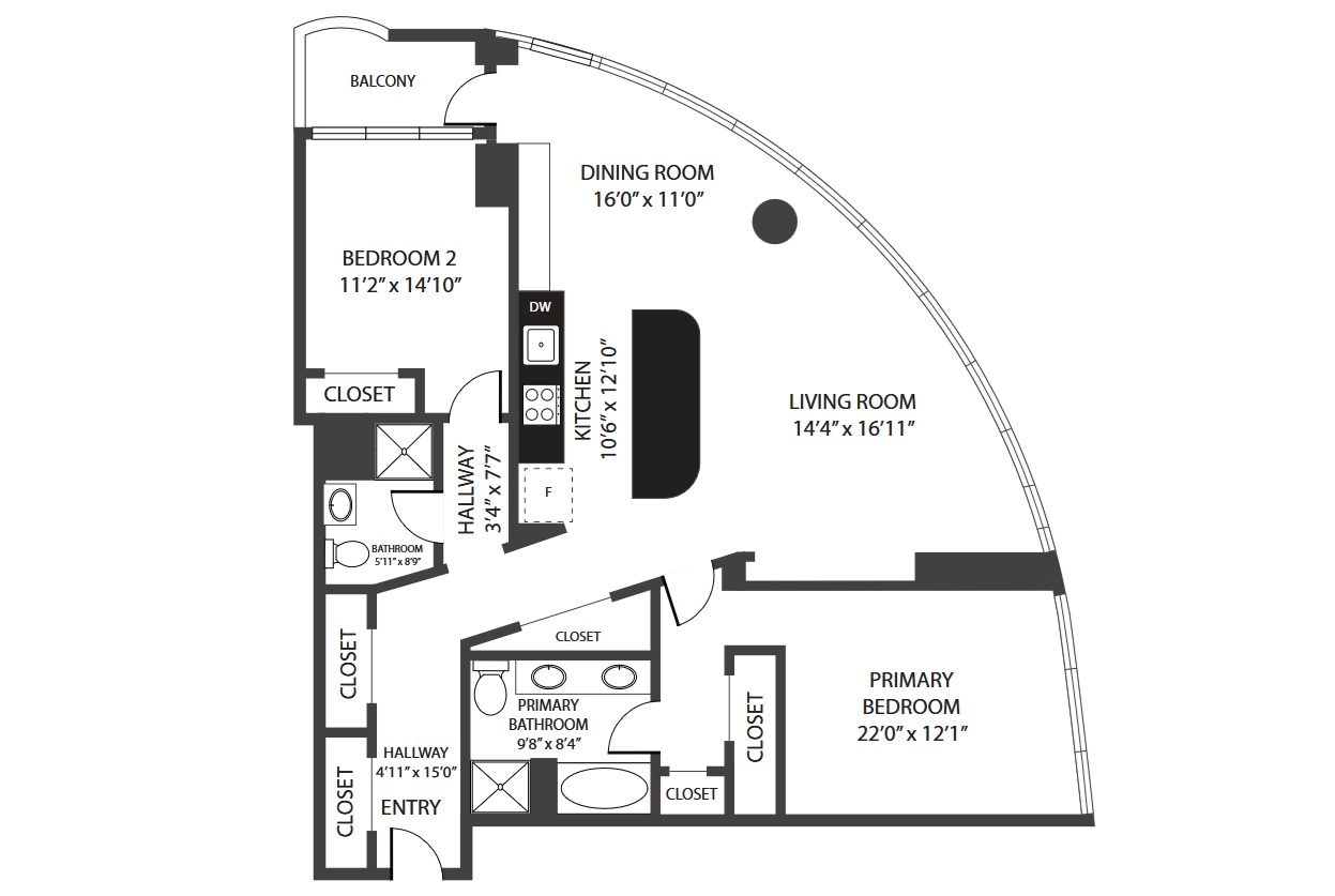 The Murano Condominiums Living room with a wall of floor to ceiling windows 